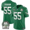 Men’s Eagles Jerome Brown Patch Kelly Green Alternate Jersey – All Stitched – Kelly Green – Brandon Graham