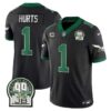 Men’s Eagles Jerome Brown Patch Kelly Green Alternate Jersey V2 – All Stitched – Black – Jalen Hurts