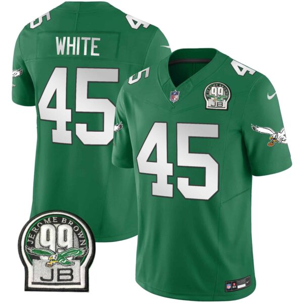 Men’s Eagles Jerome Brown Patch Kelly Green Alternate Jersey V2 – All Stitched – Kelly Green – Devin White