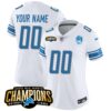 Detroit Lions 2023 NFC North Champions Patch Vapor Custom Jersey V2 – All Stitched – Women – White