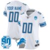 Detroit Lions 90th Year & Michigan Patch Custom Vapor Jersey – All Stitched – Women – White