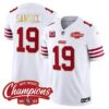 Men’s 49ers NFC West Champions Gold Trim Vapor Jersey – All Stitched – White – Deebo Samuel