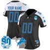 Detroit Lions 90th Year & Michigan Patch Custom Vapor Jersey – All Stitched – Women – Black Alternate