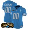 Detroit Lions 2023 NFC North Champions Patch Vapor Custom Jersey V2 – All Stitched – Women – Blue