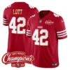 Men’s 49ers NFC West Champions Gold Trim Vapor Jersey – All Stitched – Red – Ronnie Lott