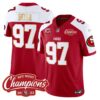 Men’s 49ers NFC West Champions Gold Trim Vapor Jersey – All Stitched – Red Alternate – Nick Bosa