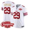 Men’s 49ers NFC West Champions Gold Trim Vapor Jersey – All Stitched – White – Talanoa Hufanga