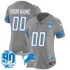 Detroit Lions 90th Year & Michigan Patch Custom Vapor Jersey – All Stitched – Women – Gray