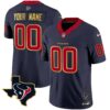 Houston Texans Gold Trim Vapor Custom Jersey – All Stitched – Youth – Navy