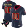 Houston Texans Gold Trim Vapor Custom Jersey – All Stitched – Women – Navy