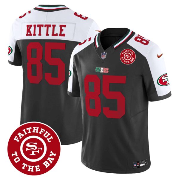 Men’s 49ers Mexico Faithful To The Bay Patch Vapor Jersey – All Stitched – Black Alternate – George Kittle
