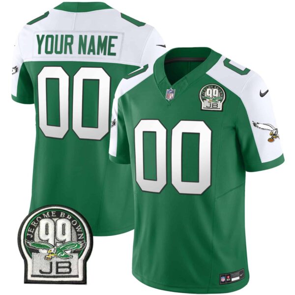 Eagles Jerome Brown Patch Kelly Green Alternate Custom Jersey – All Stitched – Men – Kelly Alternate