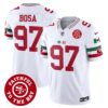 Men’s 49ers Mexico Faithful To The Bay Patch Vapor Jersey – All Stitched – White – Nick Bosa