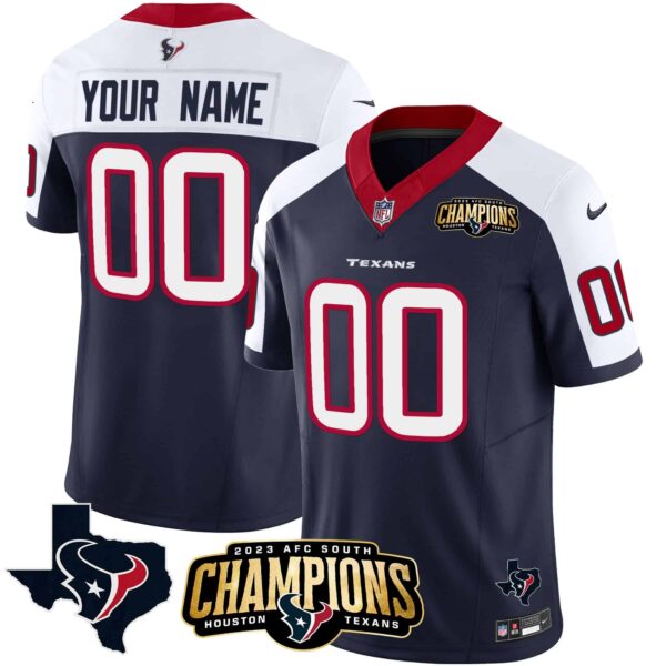 Houston Texans 2023 AFC South Champions Patch Vapor Custom Jersey – All Stitched – Men – Alternate