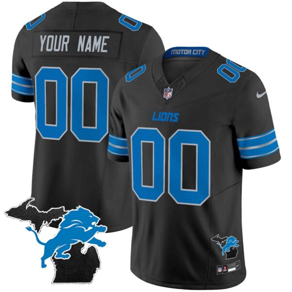 Detroit Lions 2024 Michigan Patch Vapor Limited Custom Jersey – All Stitched – Youth – Black
