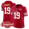 Men’s 49ers NFC West Champions Gold Trim Vapor Jersey – All Stitched – Red – Deebo Samuel
