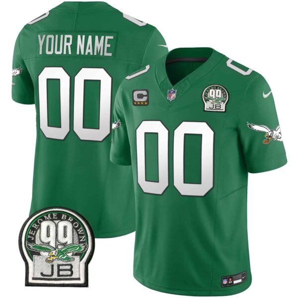 Eagles Jerome Brown Patch Kelly Green Alternate Custom Jersey – All Stitched – Men – Kelly Green