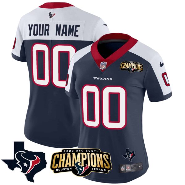 Houston Texans 2023 AFC South Champions Patch Vapor Custom Jersey – All Stitched – Women – Alternate