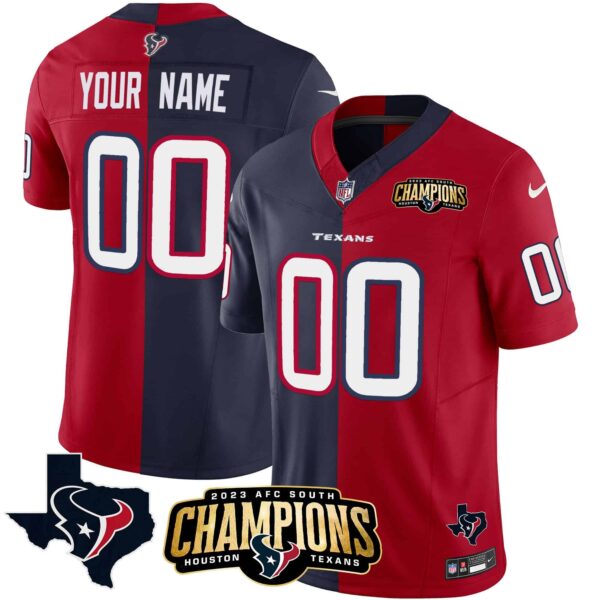 Houston Texans 2023 AFC South Champions Patch Vapor Custom Jersey – All Stitched – Men – Split