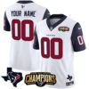 Houston Texans 2023 AFC South Champions Patch Vapor Custom Jersey – All Stitched – Youth – Navy Sleeves