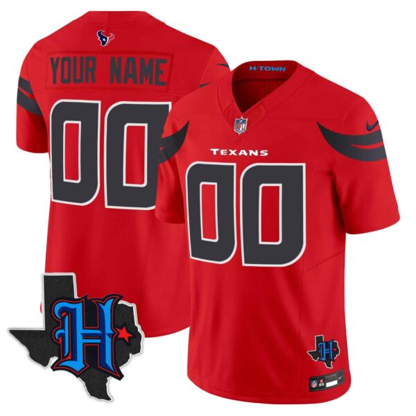 Houston Texans 2024 Texas Patch Vapor Limited Custom Jersey – All Stitched – Men – Red