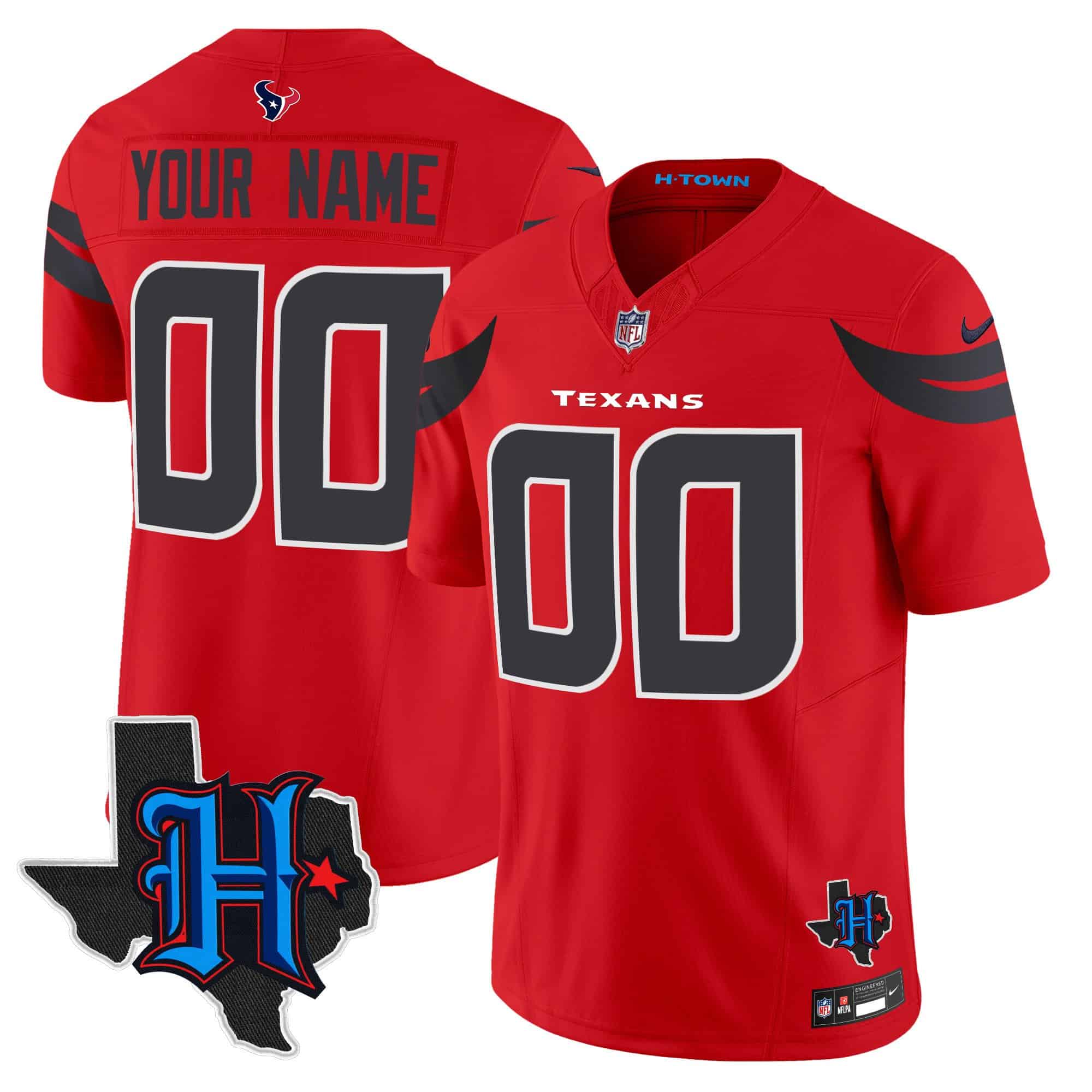 Houston Texans 2024 Texas Patch Vapor Limited Custom Jersey – All Stitched – Men – Red