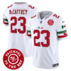 Men’s 49ers Mexico Faithful To The Bay Patch Vapor Jersey – All Stitched – White – Christian McCaffrey