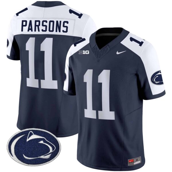 Men’s Penn State Nittany Lions Vapor Limited Jersey – All Stitched – Navy Alternate – Micah Parsons