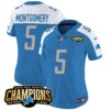 Women’s Detroit Lions 2023 NFC North Champions Patch Vapor Jersey – All Stitched – Blue Alternate – David Montgomery