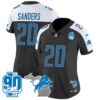 Women’s Detroit Lions 90th Year & Michigan Patch Vapor Jersey – All Stitched – Black Alternate – Barry Sanders