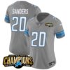 Women’s Detroit Lions 2023 NFC North Champions Patch Vapor Jersey – All Stitched – Gray – Barry Sanders