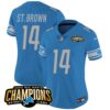 Women’s Detroit Lions 2023 NFC North Champions Patch Vapor Jersey – All Stitched – Blue – St. Brown