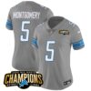 Women’s Detroit Lions 2023 NFC North Champions Patch Vapor Jersey – All Stitched – Gray – David Montgomery