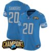 Women’s Detroit Lions 2023 NFC North Champions Patch Vapor Jersey – All Stitched – Blue – Barry Sanders