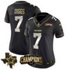 Women’s Cowboys 2023 NFC East Champions Patch Gold Vapor Jersey – All Stitched – Black Limited – Trevon Diggs