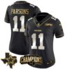 Women’s Cowboys 2023 NFC East Champions Patch Gold Vapor Jersey – All Stitched – Black Limited – Micah Parsons