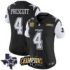 Women’s Cowboys 2023 NFC East Champions Patch Vapor Jersey – All Stitched – Black – Dak Prescott