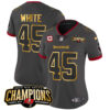 Women’s Buccaneers 2023 NFC South Champions Patch Gold Trim Vapor Jersey – All Stitched – Pewter – Devin White
