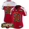 Women’s Buccaneers 2023 NFC South Champions Patch Gold Trim Vapor Jersey – All Stitched – Red Alternate – Vita Vea