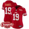 Women’s 49ers NFC West Champions Gold Trim Vapor Jersey – All Stitched – Red – Deebo Samuel