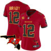 Women’s Buccaneers Florida Patch Gold Trim Vapor Jersey – All Stitched – Red – Tom Brady