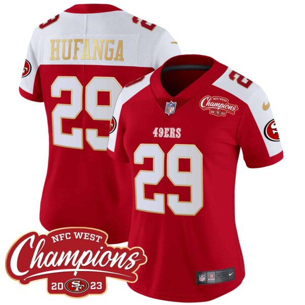 Women’s 49ers NFC West Champions Gold Trim Vapor Jersey – All Stitched – Alternate – Talanoa Hufanga