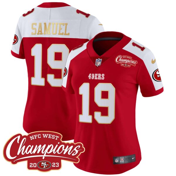 Women’s 49ers NFC West Champions Gold Trim Vapor Jersey – All Stitched – Alternate – Deebo Samuel