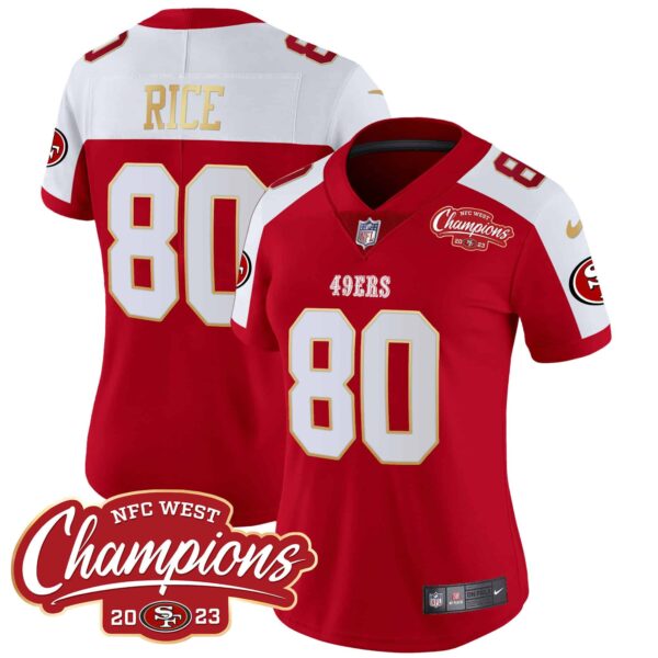 Women’s 49ers NFC West Champions Gold Trim Vapor Jersey – All Stitched – Alternate – Jerry Rice