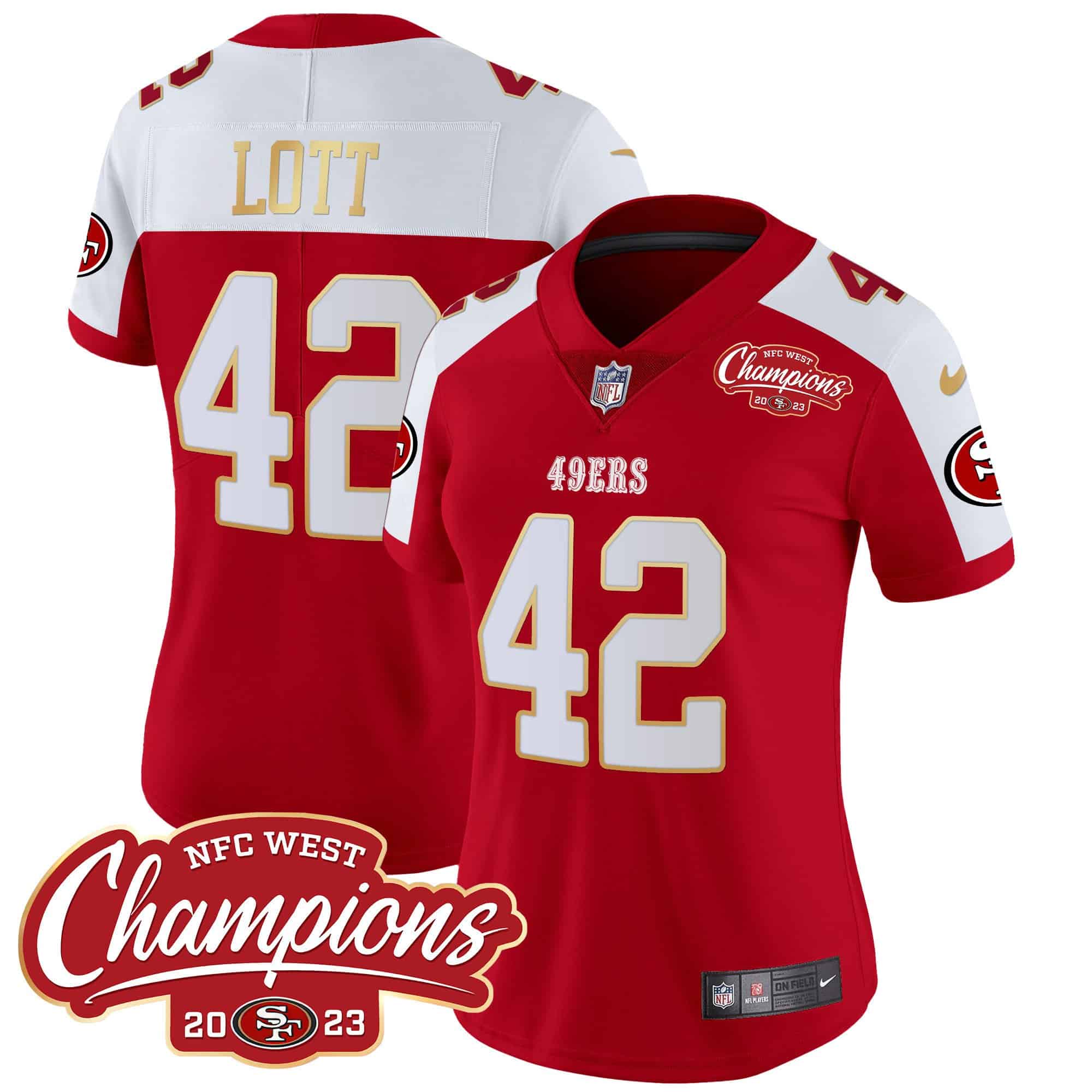Women’s 49ers NFC West Champions Gold Trim Vapor Jersey – All Stitched – Alternate – Ronnie Lott
