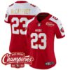 Women’s 49ers NFC West Champions Gold Trim Vapor Jersey – All Stitched – Alternate – Christian McCaffrey