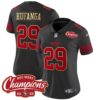 Women’s 49ers NFC West Champions Gold Trim Vapor Jersey – All Stitched – Black – Talanoa Hufanga
