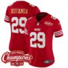 Women’s 49ers NFC West Champions Gold Trim Vapor Jersey – All Stitched – Red – Talanoa Hufanga