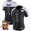 Women’s Vikings Bud Grant Patch Classic Limited Jersey V5 – All Stitched – Black Alternate – Bud Grant
