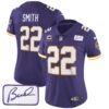 Women’s Vikings Bud Grant Patch Classic Limited Jersey V3 – All Stitched – Purple – Harrison Smith